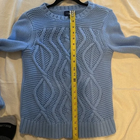 Women’s Lands End Drifter Sweater. Blue. Cable knit. Size S - Picture 7 of 8
